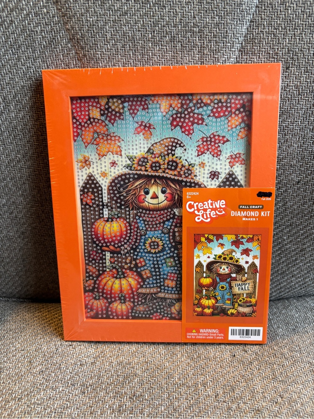 Creative Life Orange Fall Scarecrow Diamond Art Kit 9”x7”